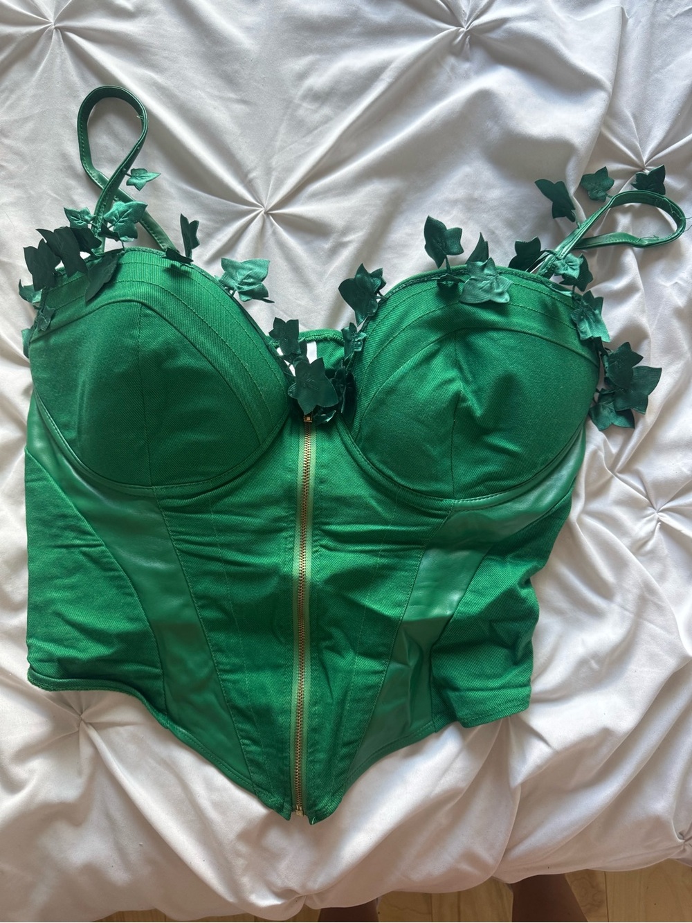 DC Poison Ivy Green Floral Bustier Corset Costume Top